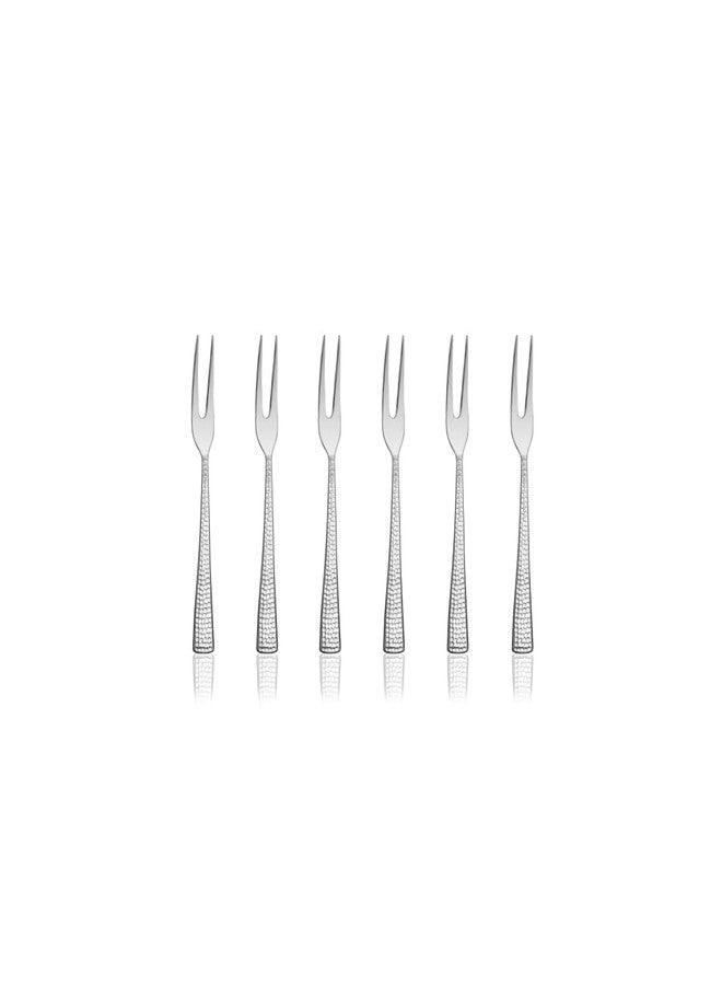 Shri & Sam Stainless Steel Impressa Hammered Fruit Fork,6 Pieces - Image 1